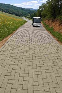 asian pavers in road
