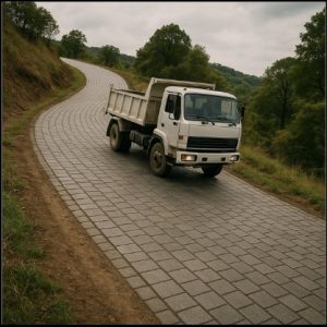 asian pavers in road